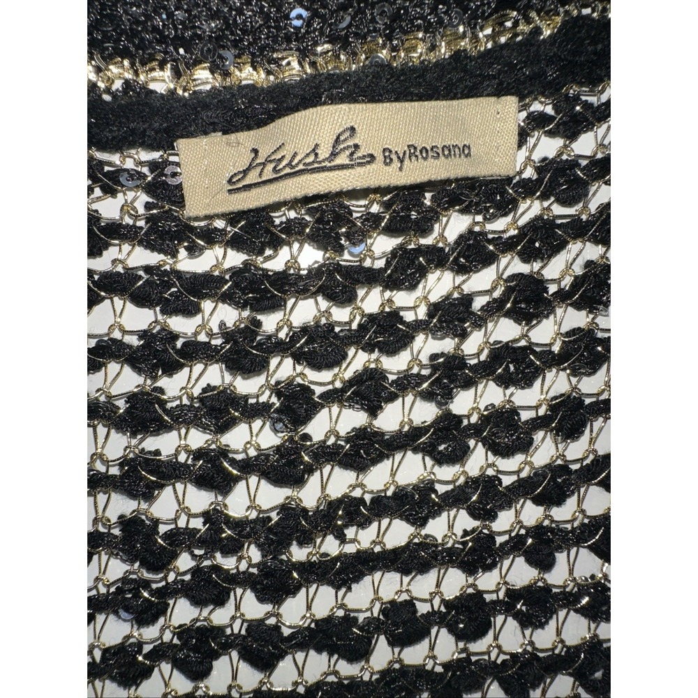 Rush By Rosanna Black Gold Metallic Cardigan SIZE Medium - Picture 6 of 10